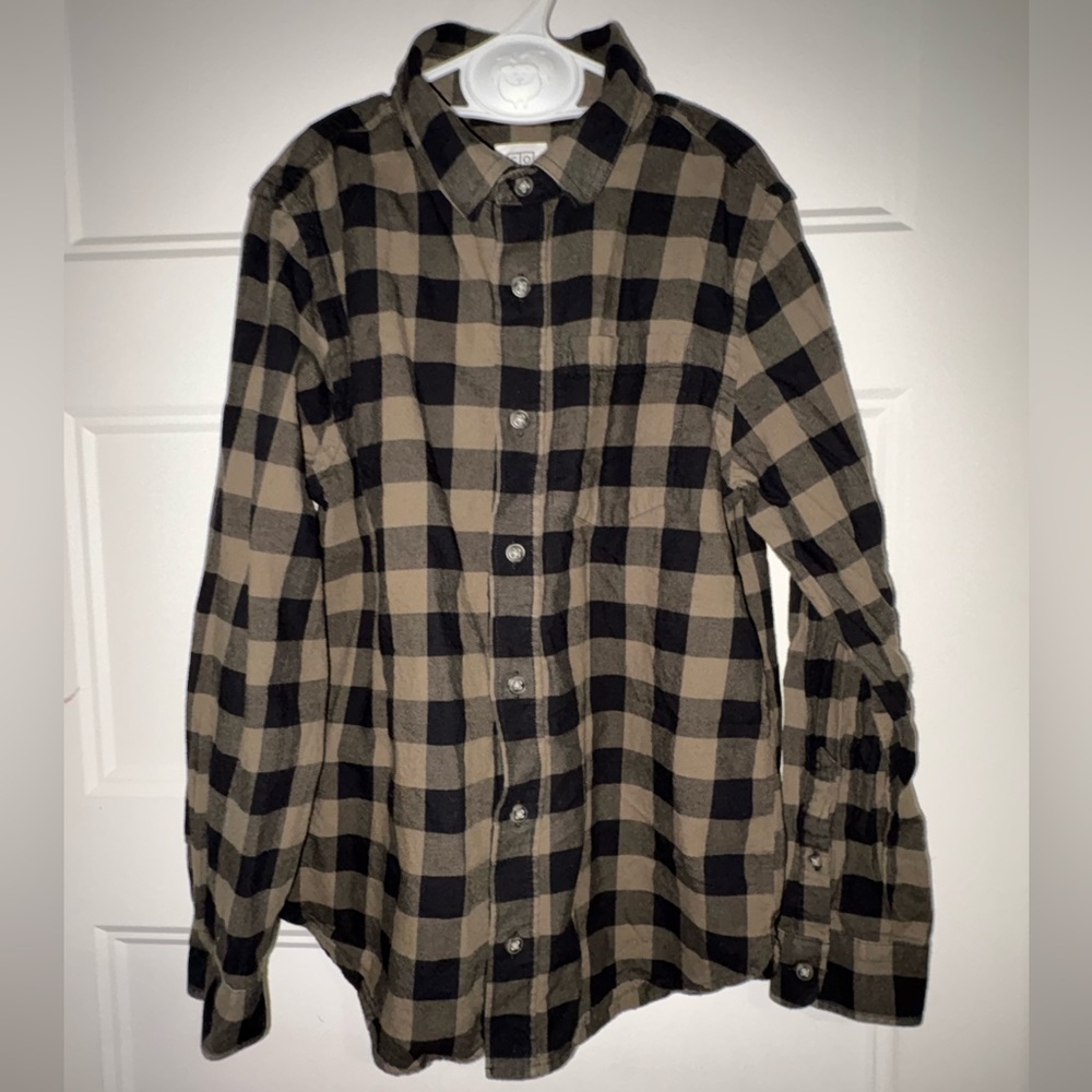 Core Life’Kids Black&Green Checkered Button Down Shirt Large